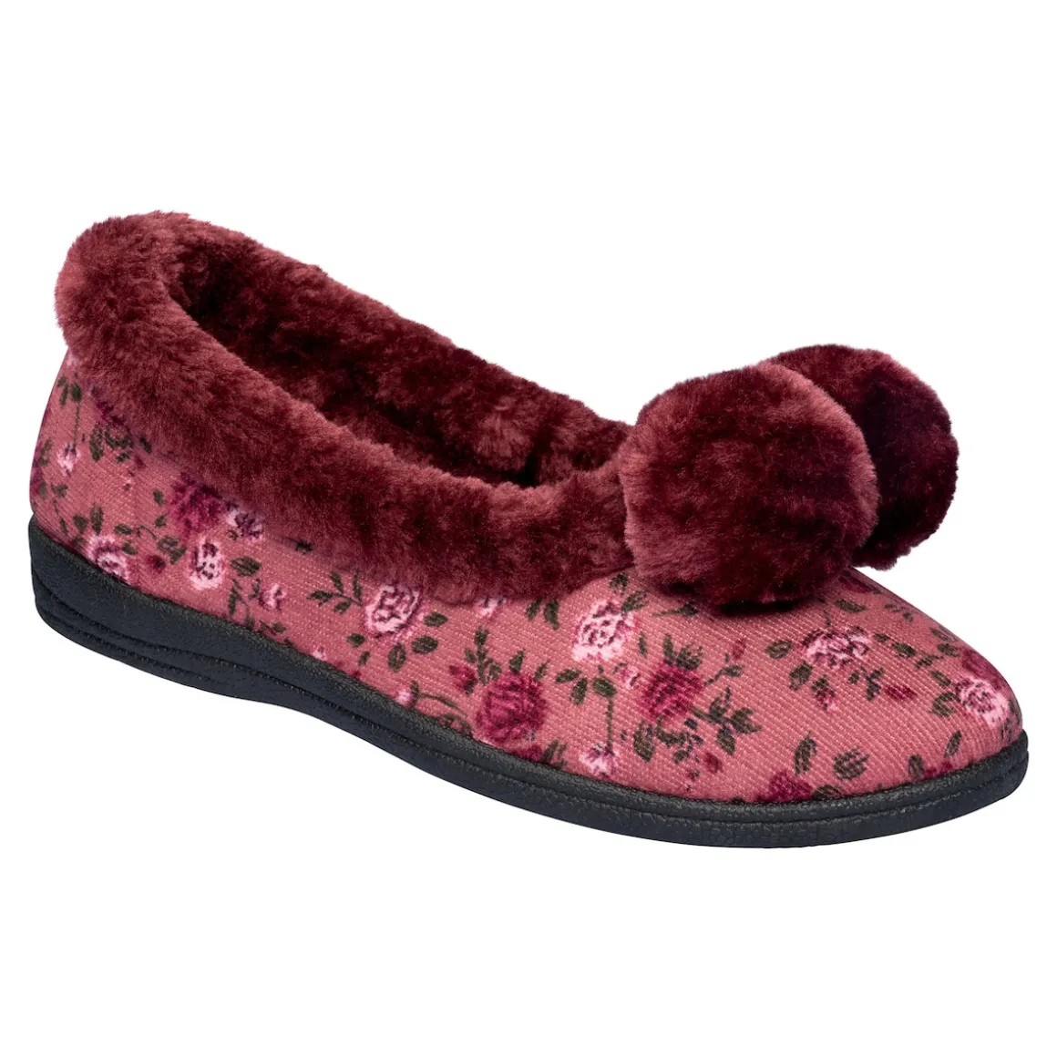 Hausschuh "Helga" bordeaux