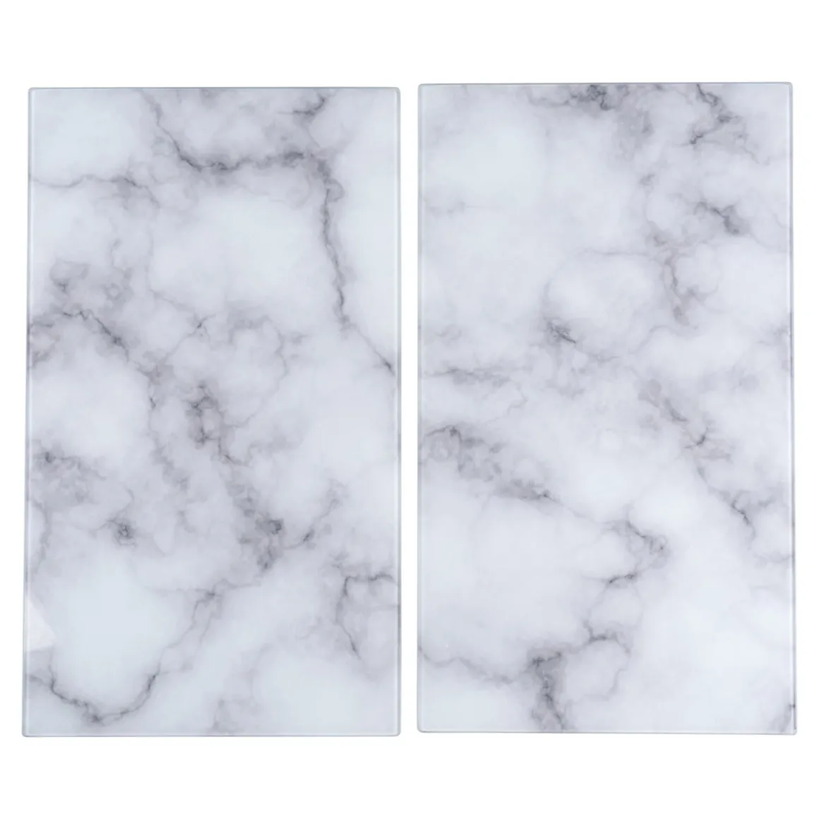 Herdabdeckplatten "Marmor“, 2 Stück Weißer Marmor