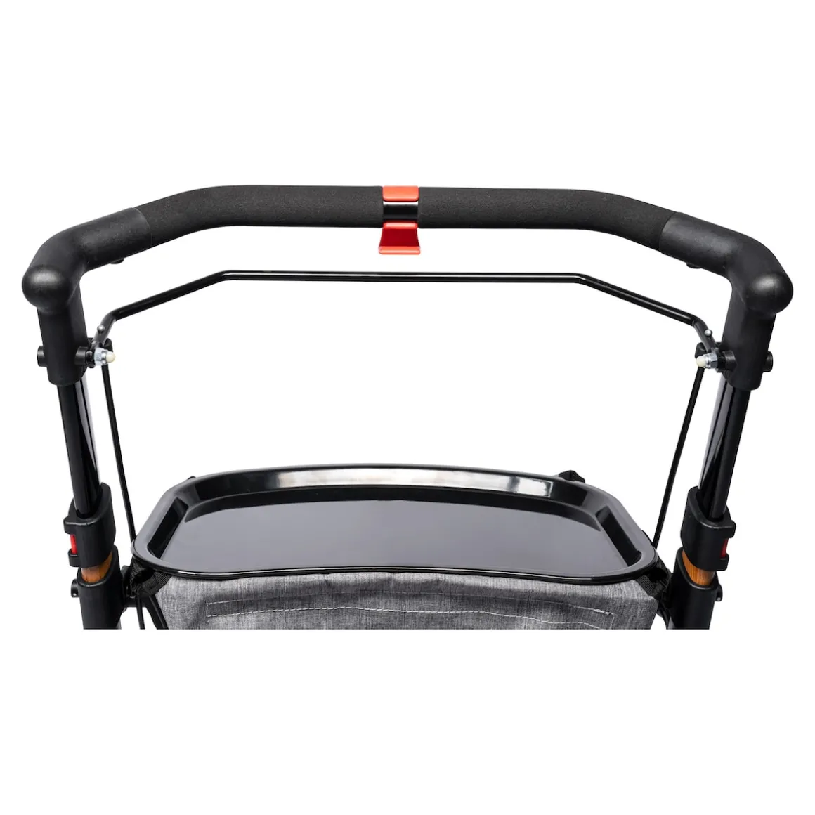 Indoor-Rollator in Holz-Optik mit Tasche und Tablett - AT51040 schwarz/braun