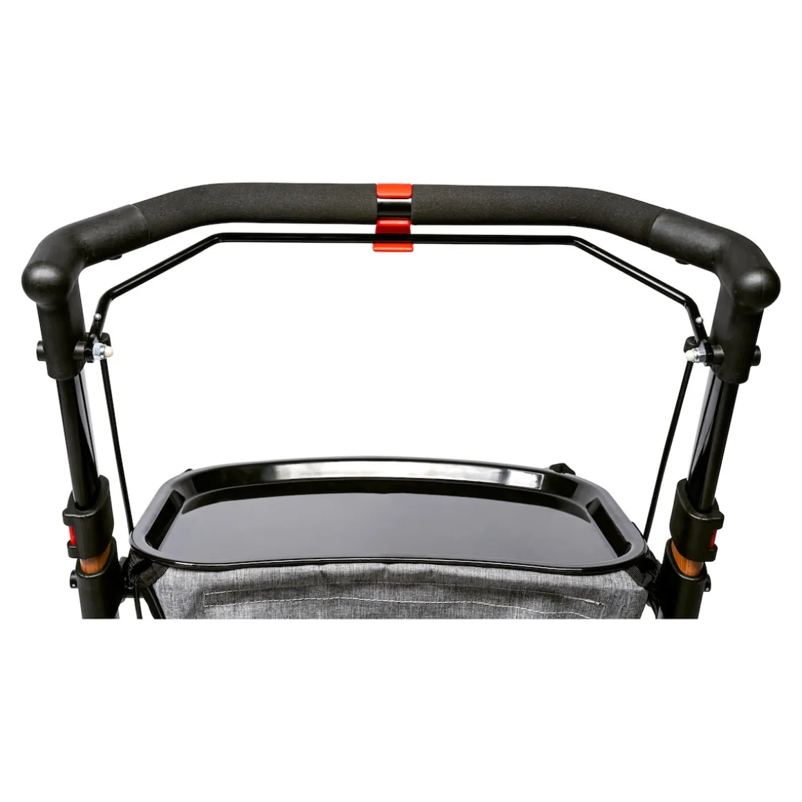 Indoor-Rollator in Holz-Optik mit Tasche und Tablett - AT51040 schwarz/braun