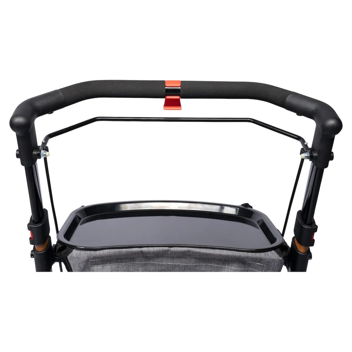 Indoor-Rollator in Holz-Optik mit Tasche und Tablett - AT51040 weiß/braun