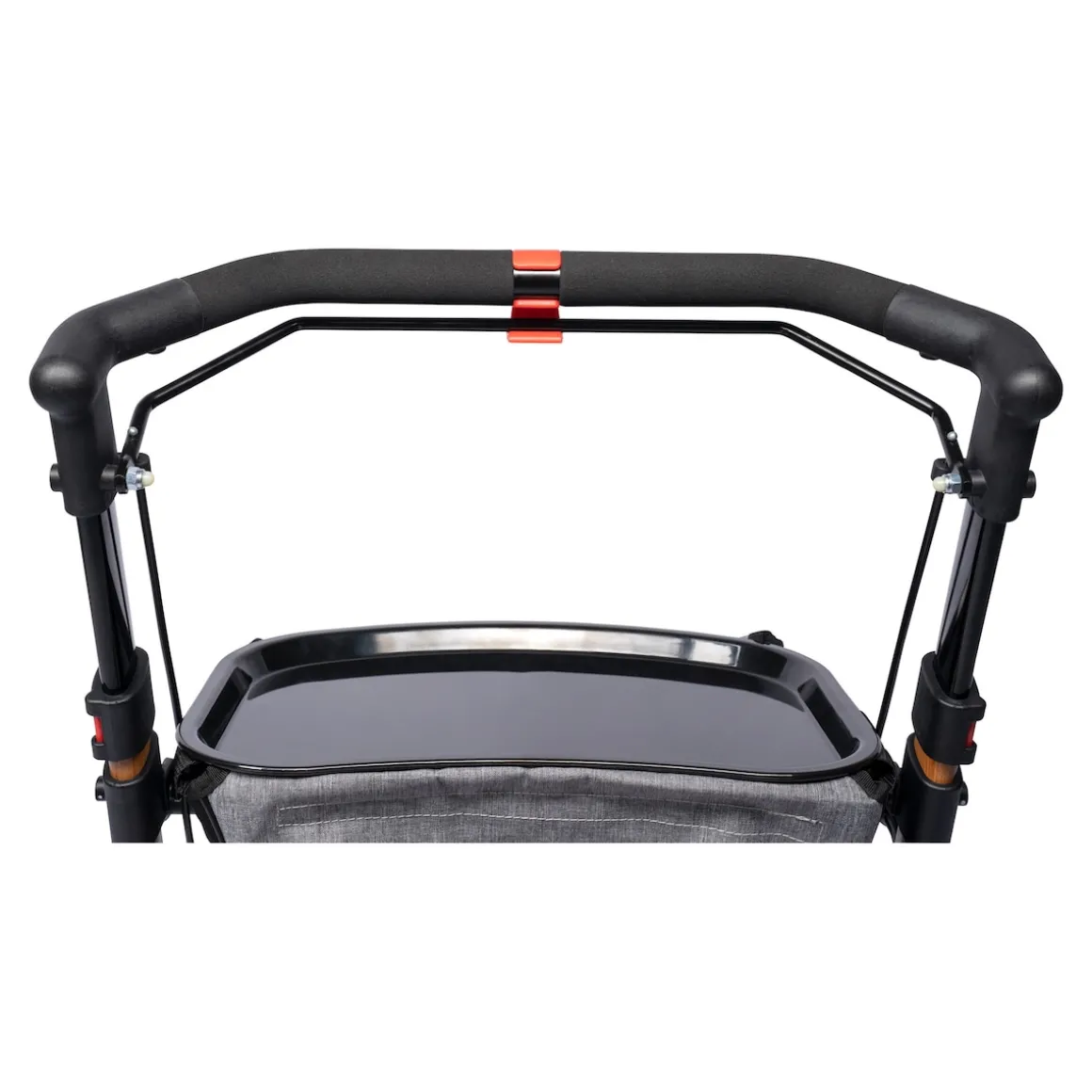 Indoor-Rollator in Holz-Optik mit Tasche und Tablett - AT51040 weiß/braun