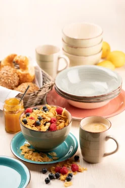 Kaffeebecher-Set, Steingut LUMACA Dunkelbau