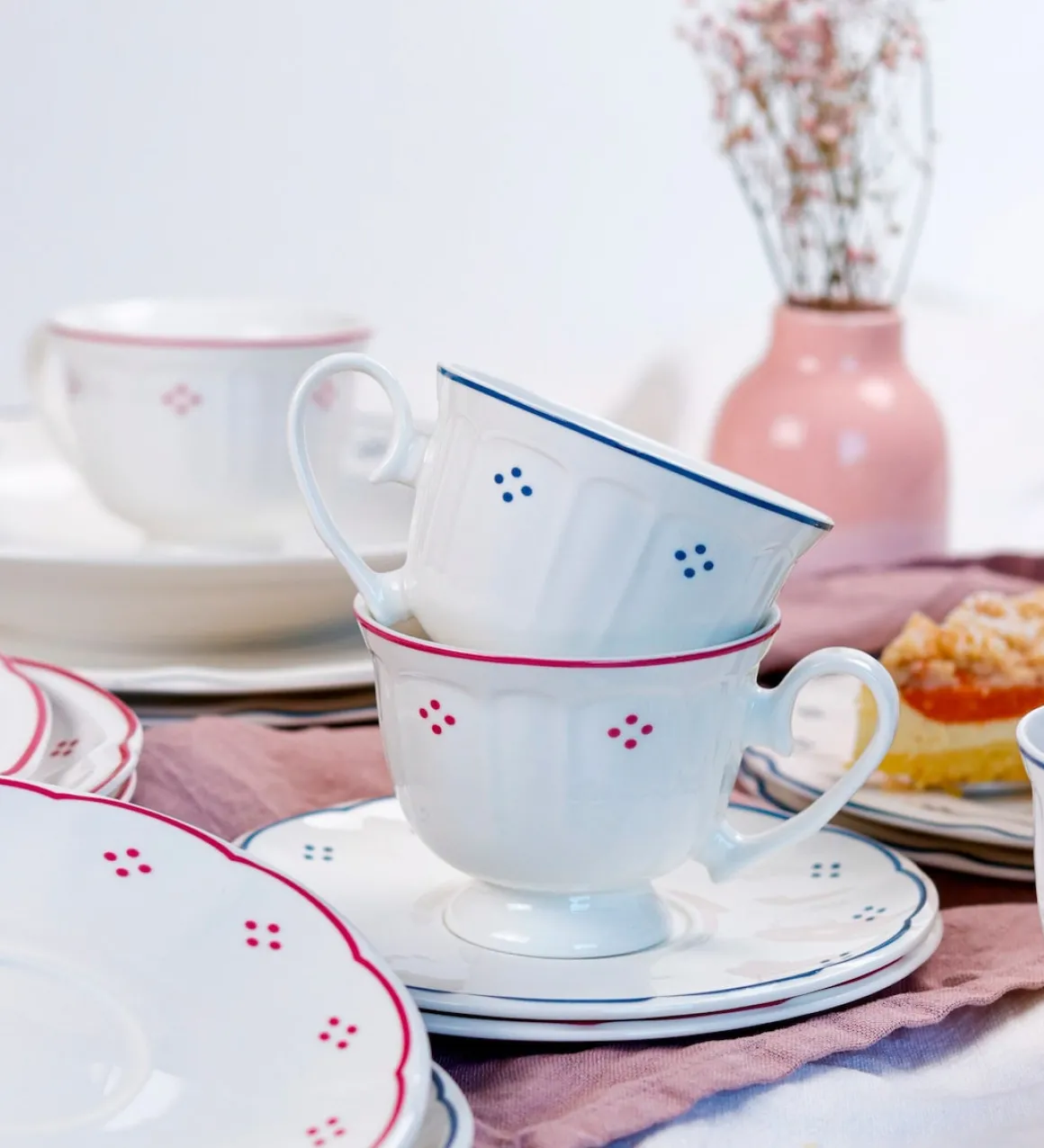 Kaffeeservice, Porzellan Lova Weiß / Blau