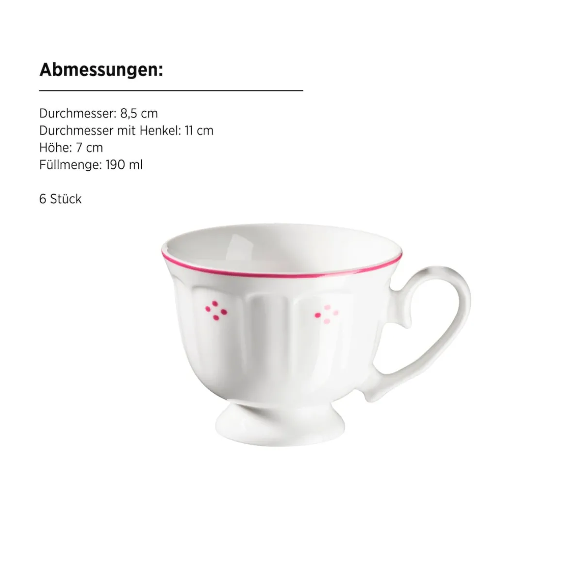 Kaffeeservice, Porzellan Lova Weiß / Rot