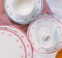 Kaffeeservice, Porzellan Lova Weiß / Rot
