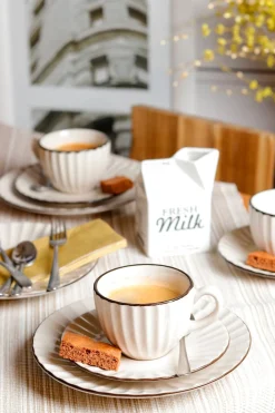 Kaffeeservice, Steinzeug Osita 6 x Speisteller, 6 x Dessertteller, 6 x Müslischüssel