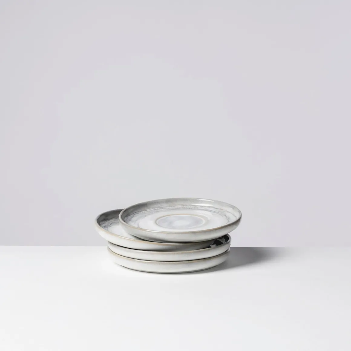 Kaffeeuntertassen-Set, Steinzeug TIEFER SEE Grau / Weiß