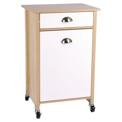 Küchenwagen mit Mülltrennsystem Eiche, weiß