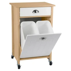 Küchenwagen mit Mülltrennsystem Eiche, weiß