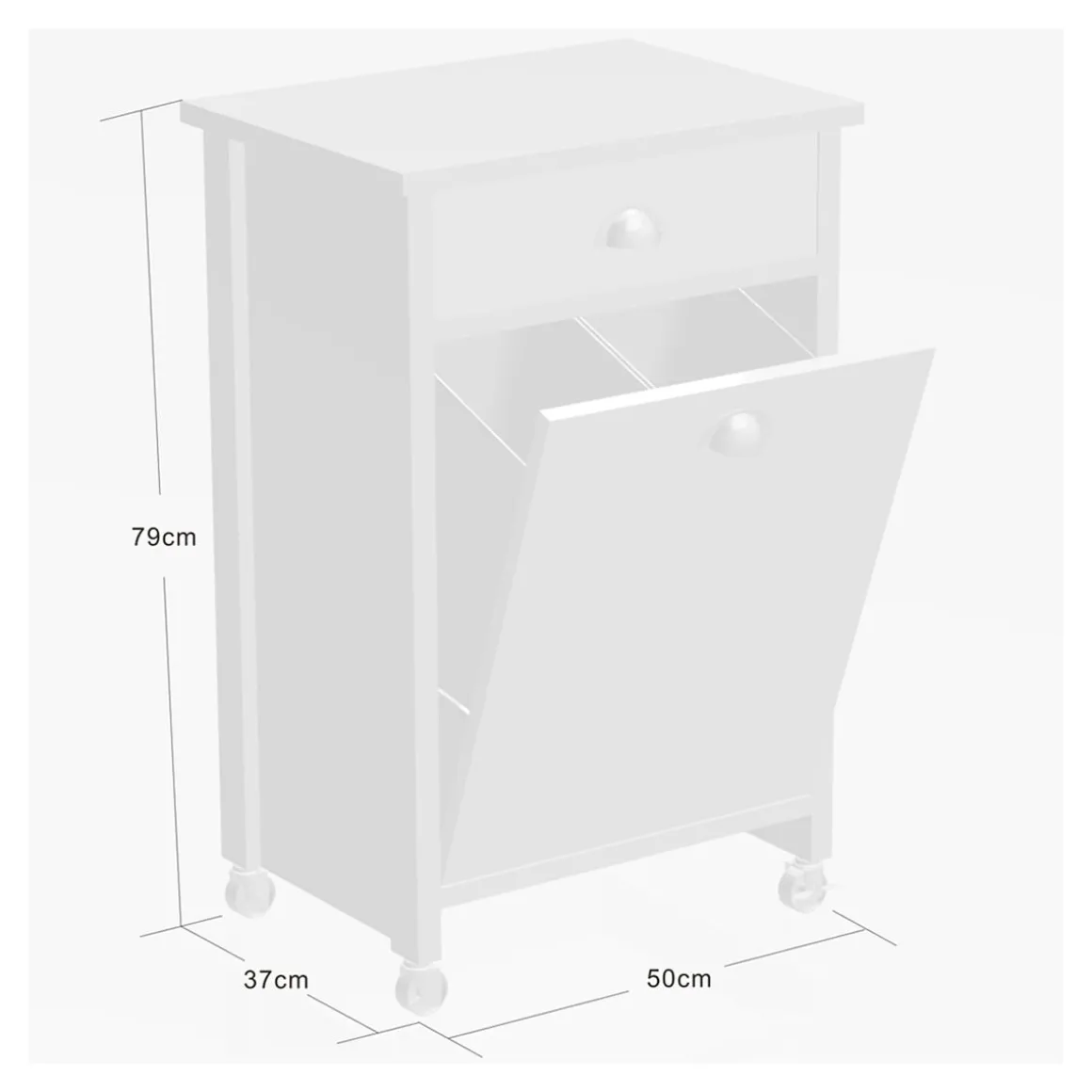 Küchenwagen mit Mülltrennsystem Eiche, weiß