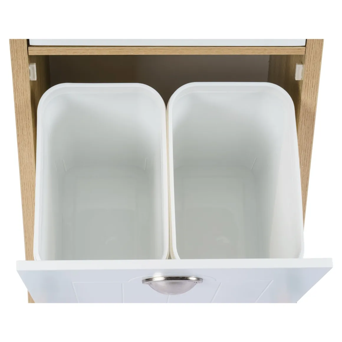 Küchenwagen mit Mülltrennsystem Eiche, weiß