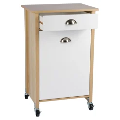 Küchenwagen mit Mülltrennsystem Eiche, weiß