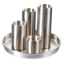 Kerzenteller „Edelstahl“, 5-teilig