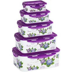 Klickdosen-Set "Hortensie", 5 Stück eckig