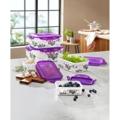 Klickdosen-Set "Hortensie", 5 Stück eckig