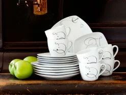 Kombiservice, Porzellan CHANSON 6 x Speiseteller, 6 x Suppenteller, 6 x Dessertteller, 6 x Kaffeetasse, 6 Kaffeeuntertasse