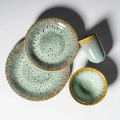 Kombiservice, Steinzeug Flussufer blau, grün, braun