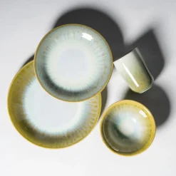 Kombiservice, Steinzeug Flussufer blau, grün, weiß