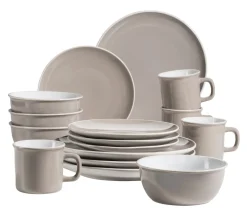 Kombiservice, Steinzeug Maila Petrol, Altrosa, Beige, Dunkelblau