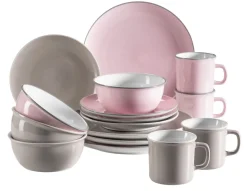 Kombiservice, Steinzeug Maila Petrol, Altrosa, Beige, Dunkelblau