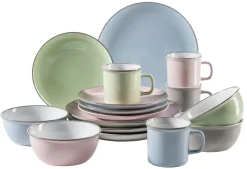 Kombiservice, Steinzeug Maila Rosa / Grau / Blau / Grün