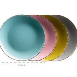 Kombiservice, Steinzeug METALLIC RIM Rosa, Grün, Blau, Grau