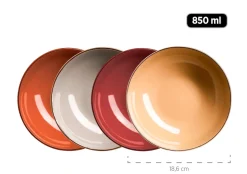 Kombiservice, Steinzeug METALLIC RIM Rot, Braun, Orange, Beige