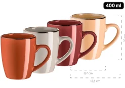 Kombiservice, Steinzeug METALLIC RIM Rot, Braun, Orange, Beige