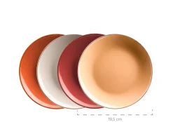 Kombiservice, Steinzeug METALLIC RIM Rot, Braun, Orange, Beige