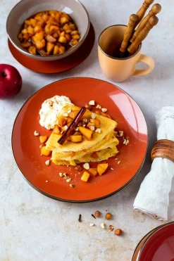 Kombiservice, Steinzeug METALLIC RIM Rot, Braun, Orange, Beige