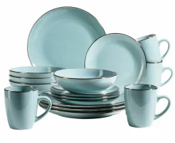 Kombiservice, Steinzeug METALLIC RIM Blau