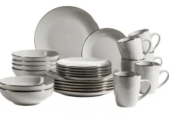 Kombiservice, Steinzeug METALLIC RIM Grau