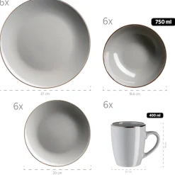 Kombiservice, Steinzeug METALLIC RIM Grau