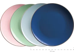 Kombiservice, Steinzeug METALLIC RIM Rosa,Mint,Blau,Dunkelblau