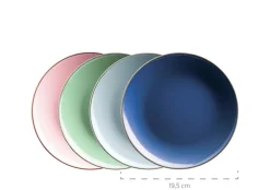 Kombiservice, Steinzeug METALLIC RIM Rosa,Mint,Blau,Dunkelblau