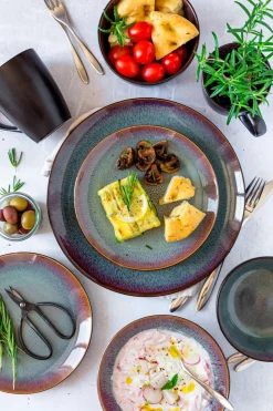 Kombiservice, Steinzeug Teona 4 x Speisteller, 4 x Suppenteller, 4 x Dessertteller, 4 x Müslischüssel, 4 x Kaffeebecher