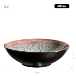 Kombiservice, Steinzeug Teona 4 x Speisteller, 4 x Suppenteller, 4 x Dessertteller, 4 x Müslischüssel, 4 x Kaffeebecher