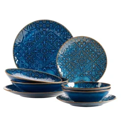 Kombiservice, Steinzeug Trad. Tiles Blau