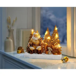 LED-Dekofigur „Santa mit den Tieren“