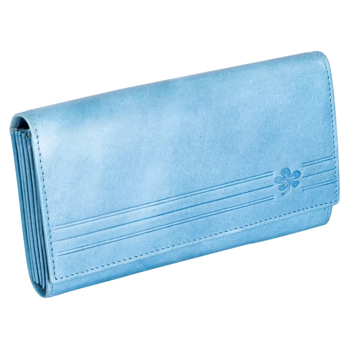 Lederbörse „Hibiskus“ hellblau