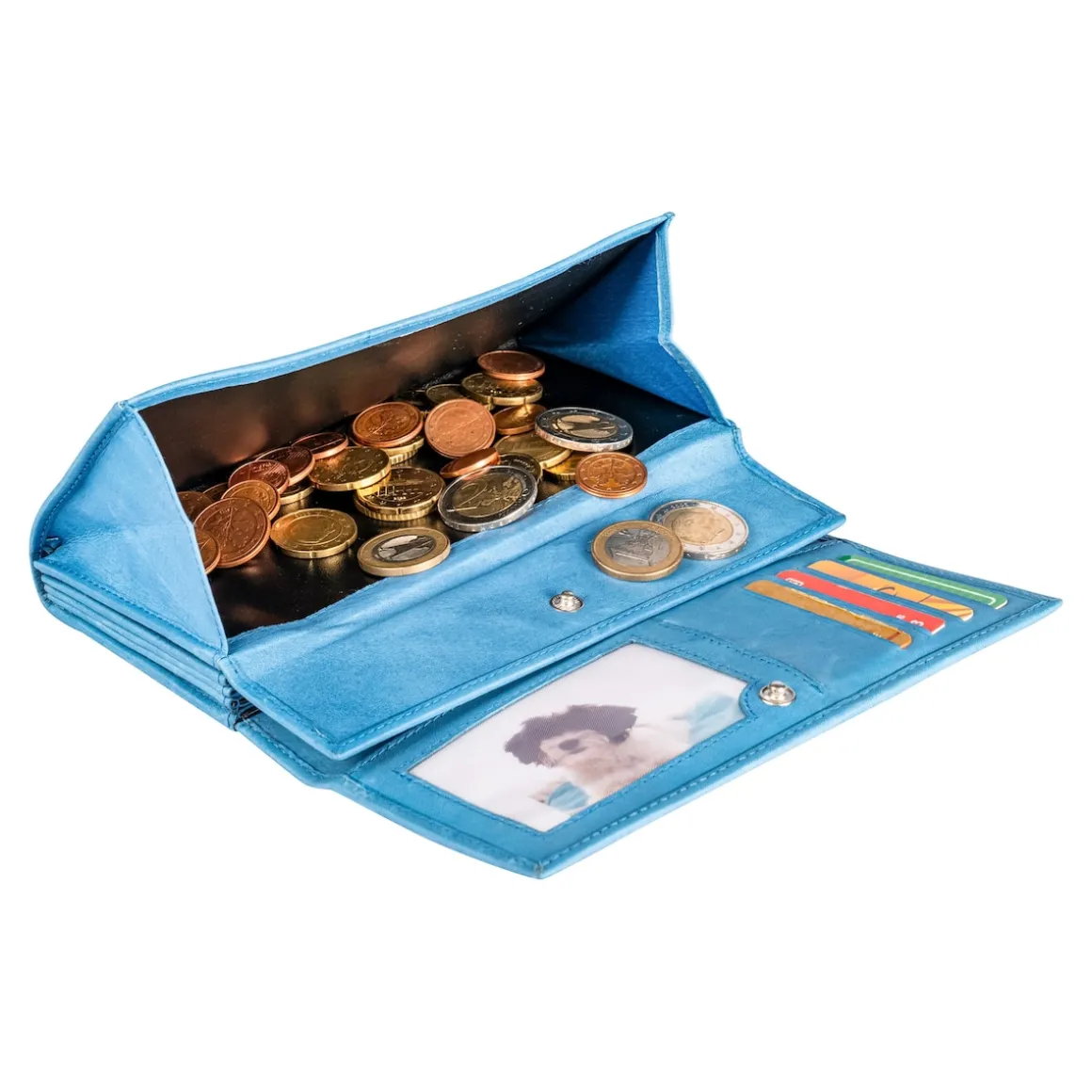 Lederbörse „Hibiskus“ hellblau