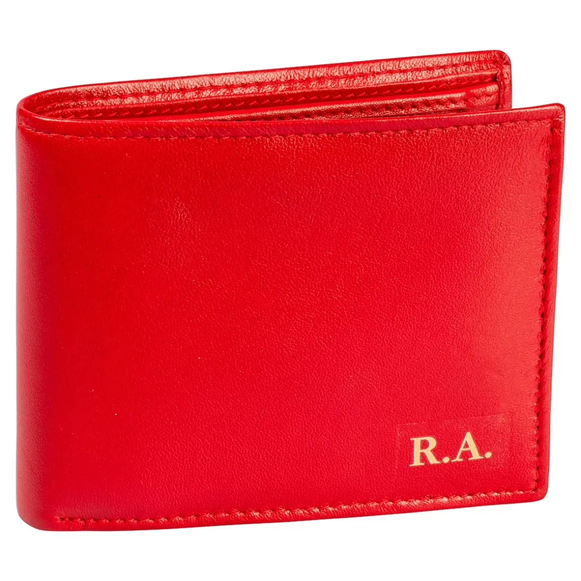 Lederbörse „Sicherheitsfach“ mit Initialen rot