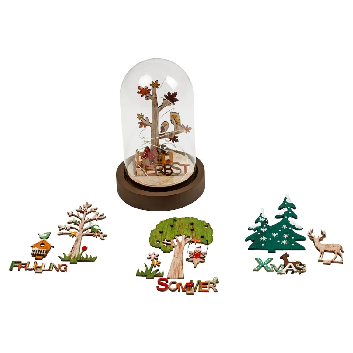 LED-Glasdeko "4 Jahreszeiten"