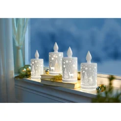 LED-Glaskerze, 1 Stück White Christmas