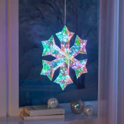 LED-Hänge-Deko "Schneeflocke Prisma"