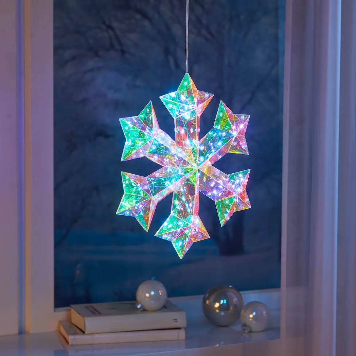 LED-Hänge-Deko "Schneeflocke Prisma"
