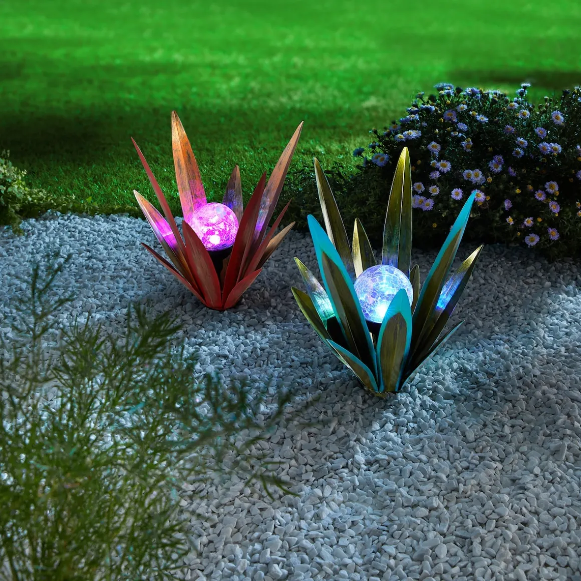 LED-Solar-Gartenstecker "Blatt" aquamarin