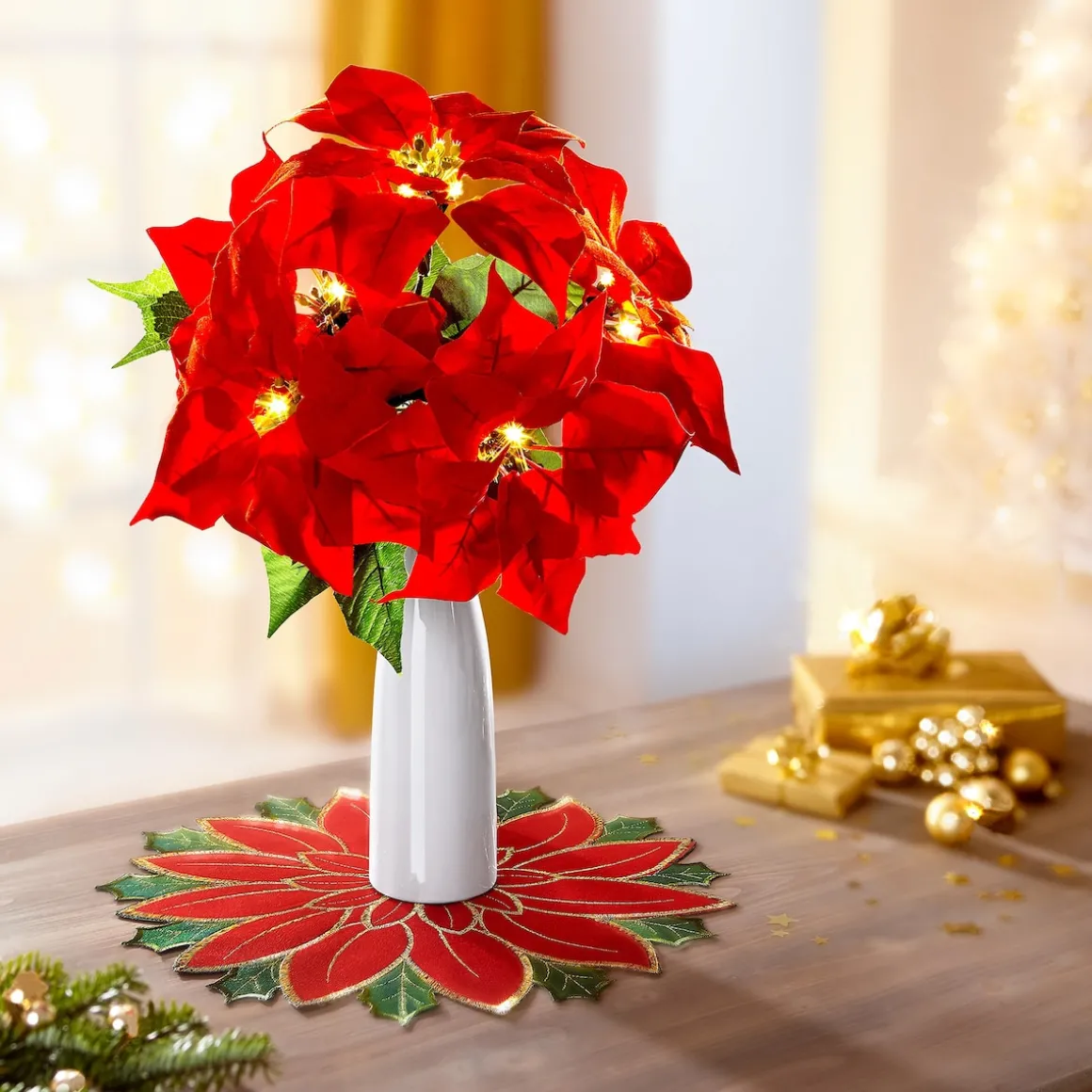 LED-Weihnachtsstrauß + Gratis Vase