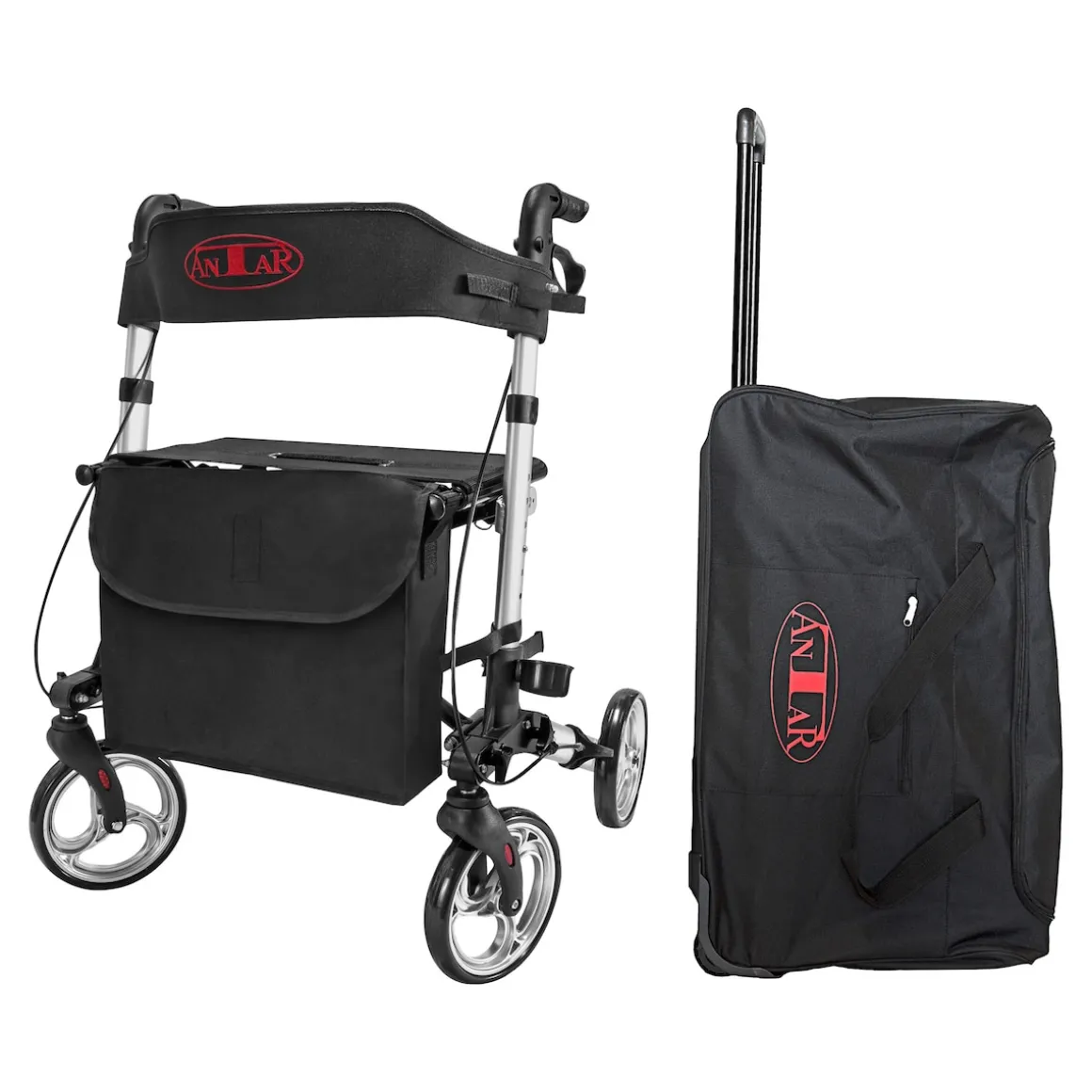 Leichtgewicht-Rollator Premium, Aluminium AT51006 + Transporttasche mit Rollen